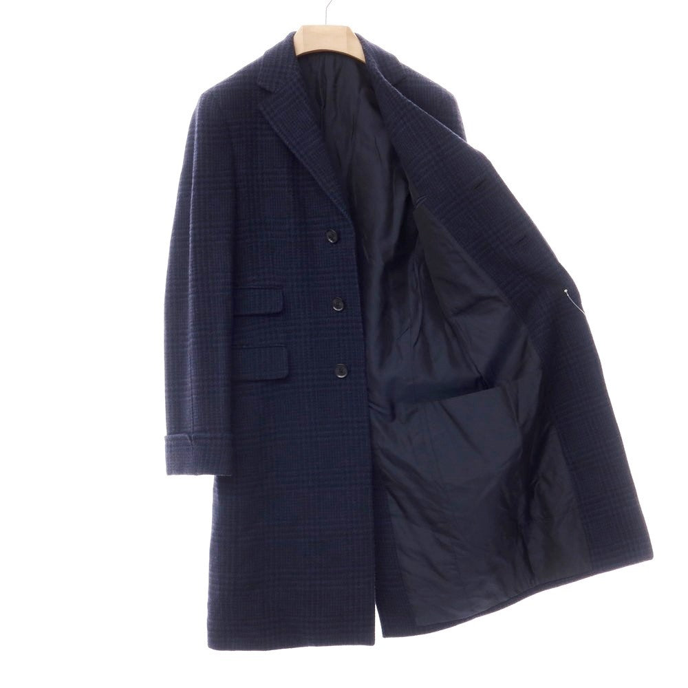 【中古】ラファエル カルーゾ CARUSO Raffaele Caruso ウールナイロン グレンチェック チェスターフィールドコート ネイビー【サイズ42】【NVY】【A/W】【状態ランクB】【メンズ】【768988】