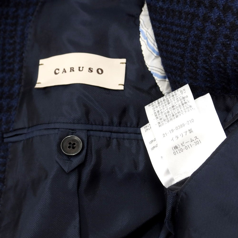 【中古】ラファエル カルーゾ CARUSO Raffaele Caruso ウールナイロン グレンチェック チェスターフィールドコート ネイビー【サイズ42】【NVY】【A/W】【状態ランクB】【メンズ】【768988】