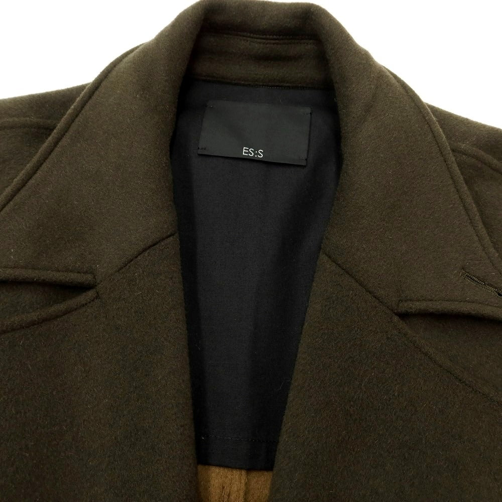 【中古】エス S ウールレーヨン オーバーサイズ ダブルブレストコート オリーブ【サイズ1】【GRN】【A/W】【状態ランクB】【メンズ】【768987】