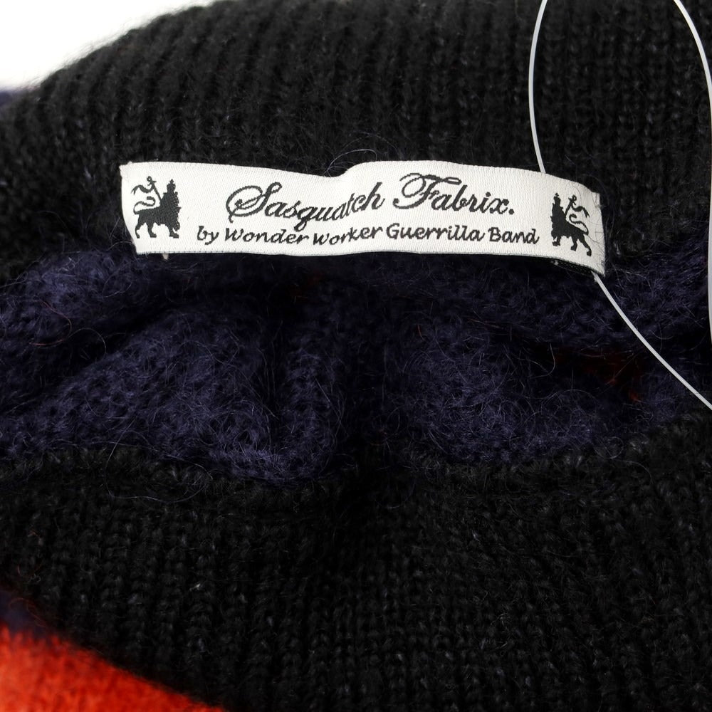 【中古】サスクワァッチファブリックス SASQUATCHfabrix. モヘヤ シルク ハイネック プルオーバーニット ネイビーxレッド【サイズS】【NVY】【A/W】【状態ランクB】【メンズ】【769081】