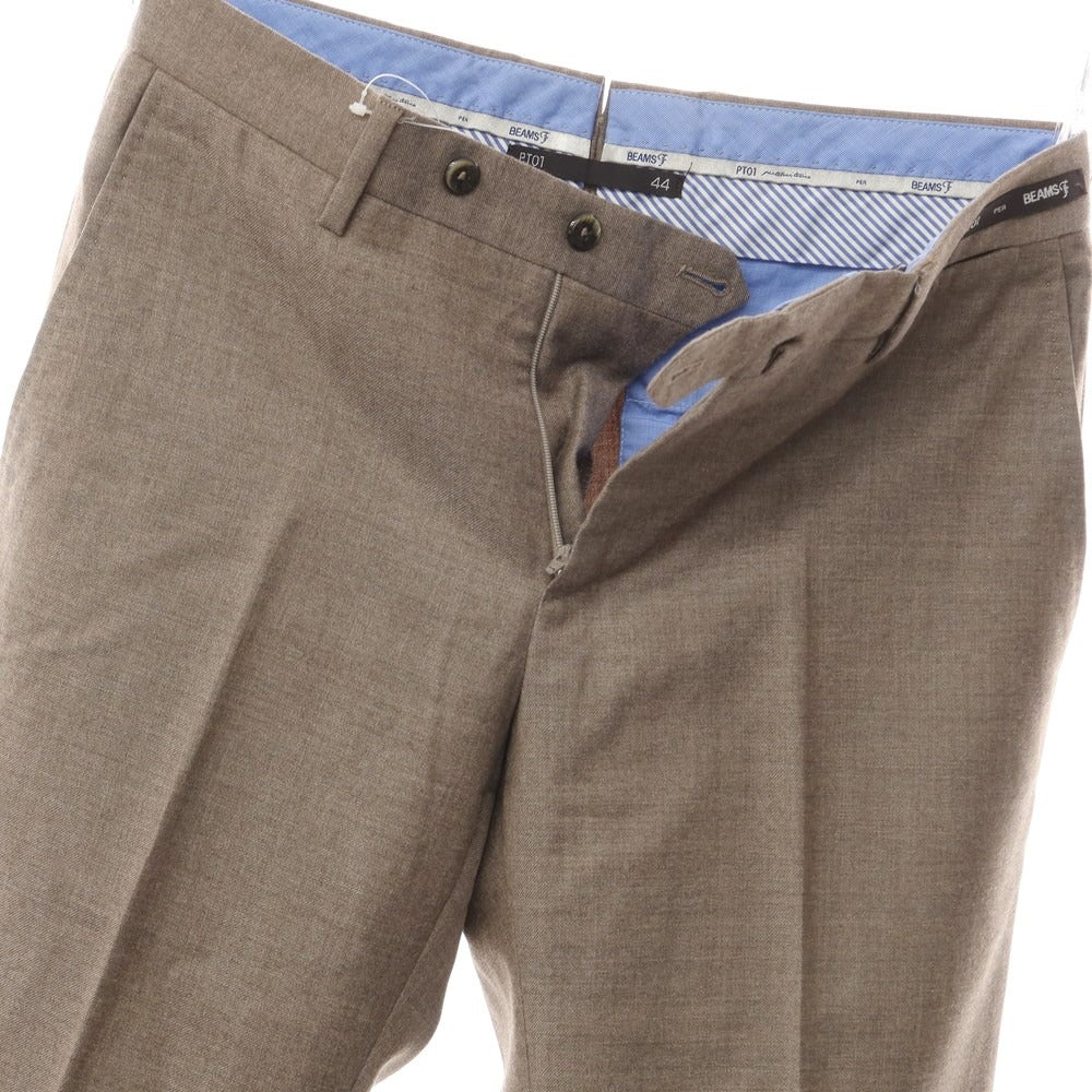 【中古】ピーティーゼロウーノ PT01 BEAMS F別注 SUPER100’S ウール ドレススラックス パンツ アッシュブラウン系【サイズ44】【BRW】【A/W】【状態ランクC】【メンズ】【759872】