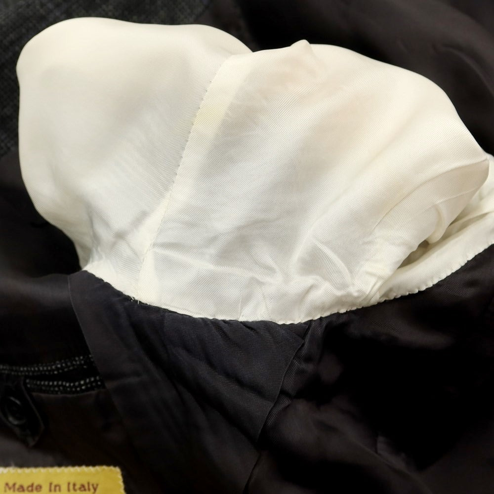 【中古】ポールスチュアート PAUL STUART ウールカシミヤ チェック 2B セットアップ スーツ ブラックxグレー【サイズ44 Drop.7R】【GRY】【A/W】【状態ランクB】【メンズ】【768970】