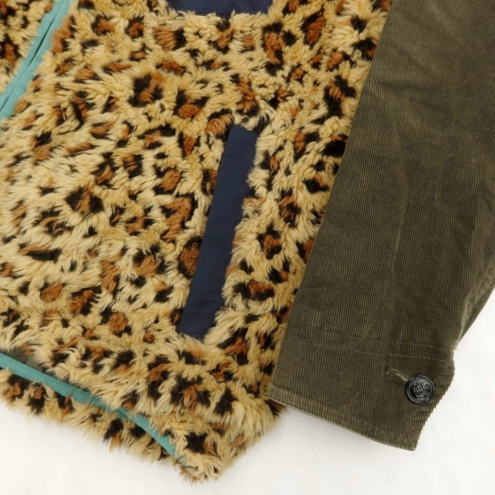 【中古】サカイ Sacai 2019年秋冬 レオパード柄 フリース レイヤードジャケット ベージュxオリーブ【サイズ3】【BEI】【A/W】【状態ランクB】【メンズ】【768973】