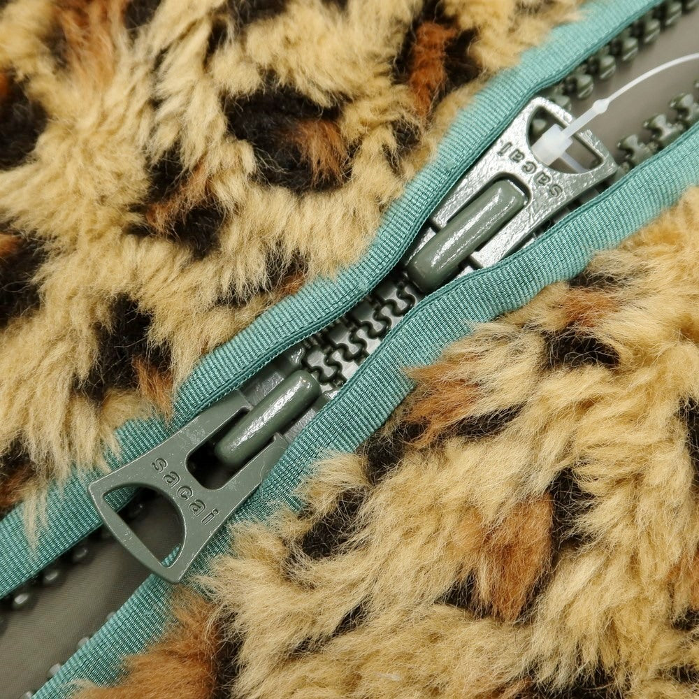 【中古】サカイ Sacai 2019年秋冬 レオパード柄 フリース レイヤードジャケット ベージュxオリーブ【サイズ3】【BEI】【A/W】【状態ランクB】【メンズ】【768973】