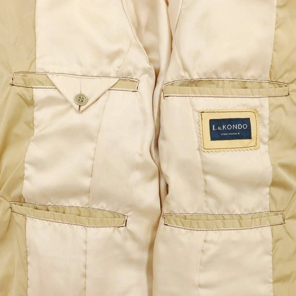 【中古】ルコンド L&KONDO ラムレザー ナイロン ダウンジャケット ダークブラウンxベージュ【サイズ46】【BRW】【A/W】【状態ランクB】【メンズ】【768973】