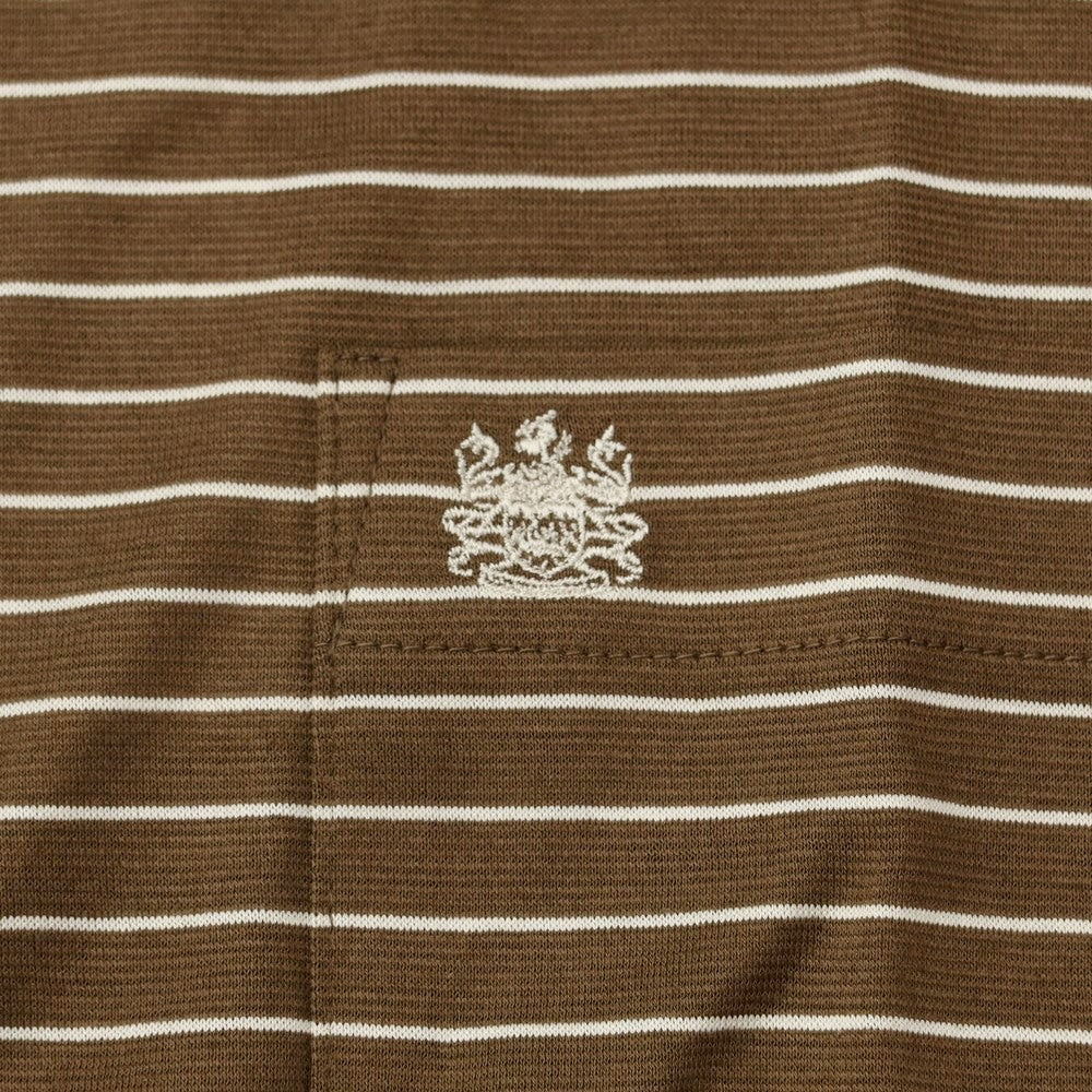 【中古】【未使用】アクアスキュータム Aquascutum コットン ボーダー 半袖ポロシャツ ブラウンxホワイト【サイズL】【BRW】【S/S】【状態ランクS】【メンズ】【769373】