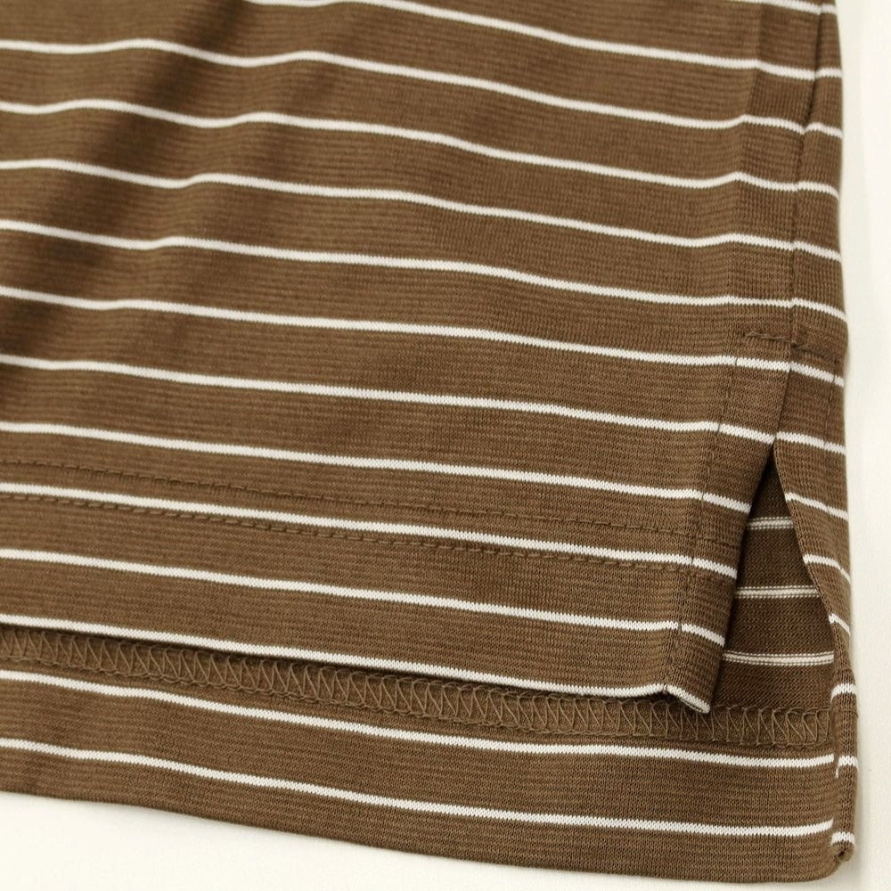【中古】【未使用】アクアスキュータム Aquascutum コットン ボーダー 半袖ポロシャツ ブラウンxホワイト【サイズL】【BRW】【S/S】【状態ランクS】【メンズ】【769373】