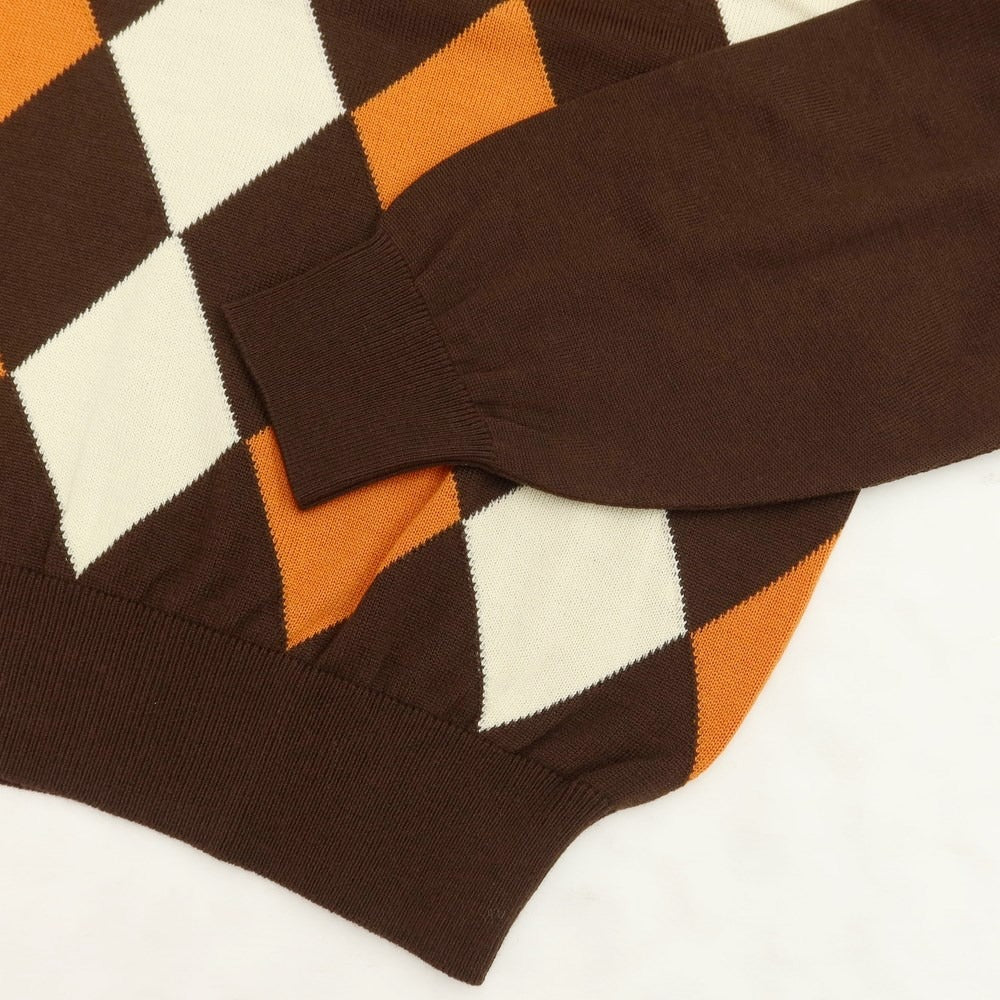 【中古】アクアスキュータム Aquascutum ウール Vネック プルオーバーニット ブラウンxオレンジ【サイズM】【BRW】【A/W】【状態ランクA】【メンズ】【769078】