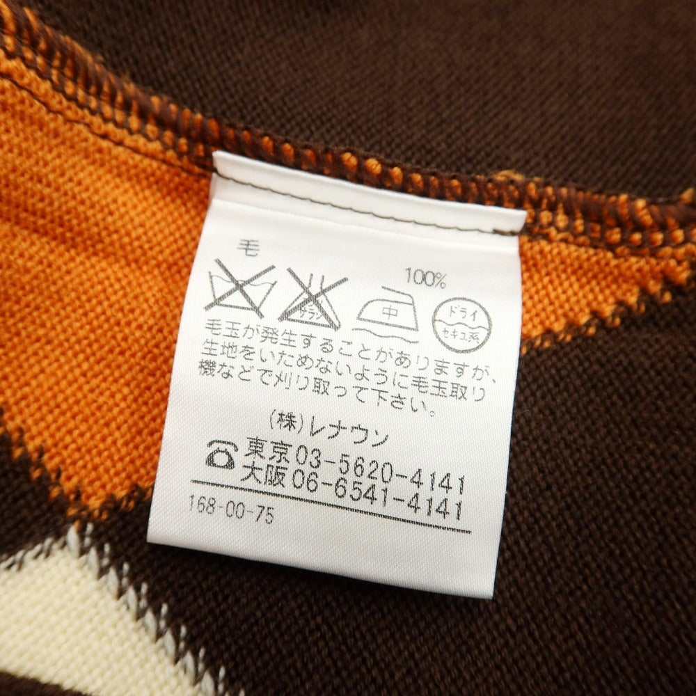 【中古】アクアスキュータム Aquascutum ウール Vネック プルオーバーニット ブラウンxオレンジ【サイズM】【BRW】【A/W】【状態ランクA】【メンズ】【769078】