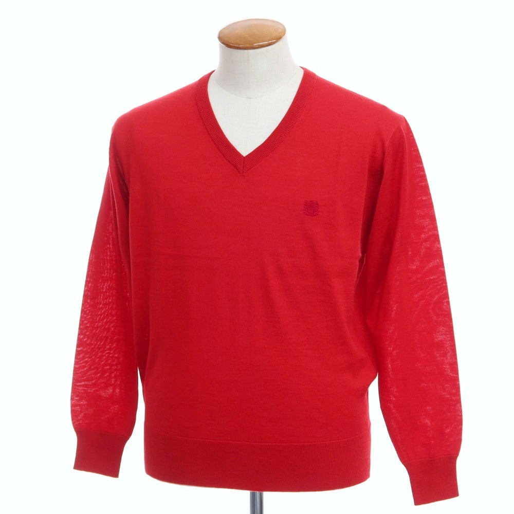 【中古】アクアスキュータム Aquascutum ウールシルク Vネック プルオーバーニット レッド【サイズM】【RED】【A/W】【状態ランクA】【メンズ】【769078】