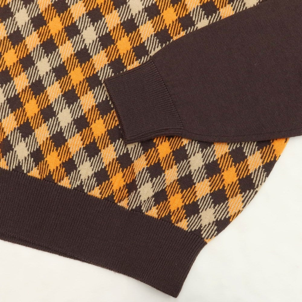 【中古】アクアスキュータム Aquascutum ウール クルーネック プルオーバーニット ブラウンxオレンジ【サイズL】【BRW】【A/W】【状態ランクA】【メンズ】【769078】