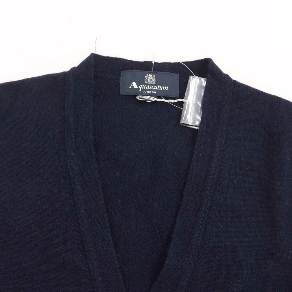 【中古】アクアスキュータム Aquascutum カシミヤ ニットベスト ネイビー【サイズM】【NVY】【A/W】【状態ランクA】【メンズ】【769077】