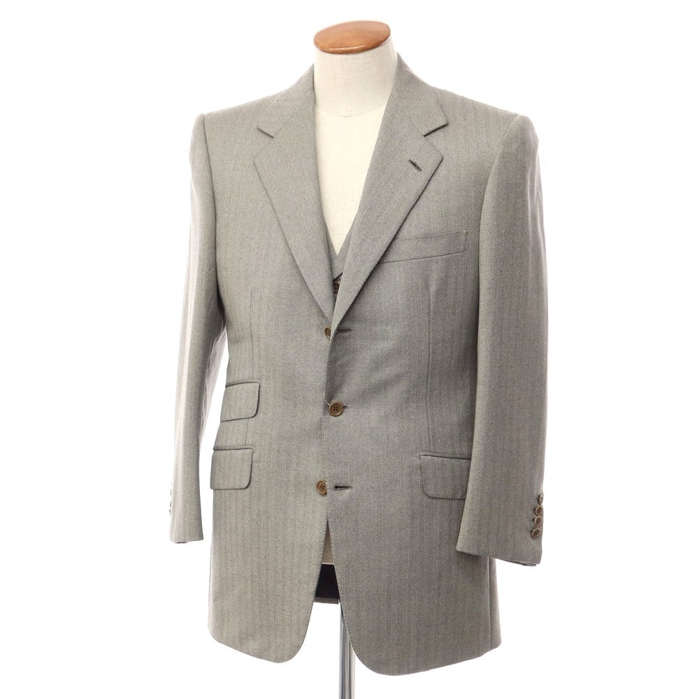 【中古】ブリオーニ Brioni ヘリンボーン織ウール テーラードジャケット グレー【サイズ表記なし（M位）】【GRY】【A/W】【状態ラン