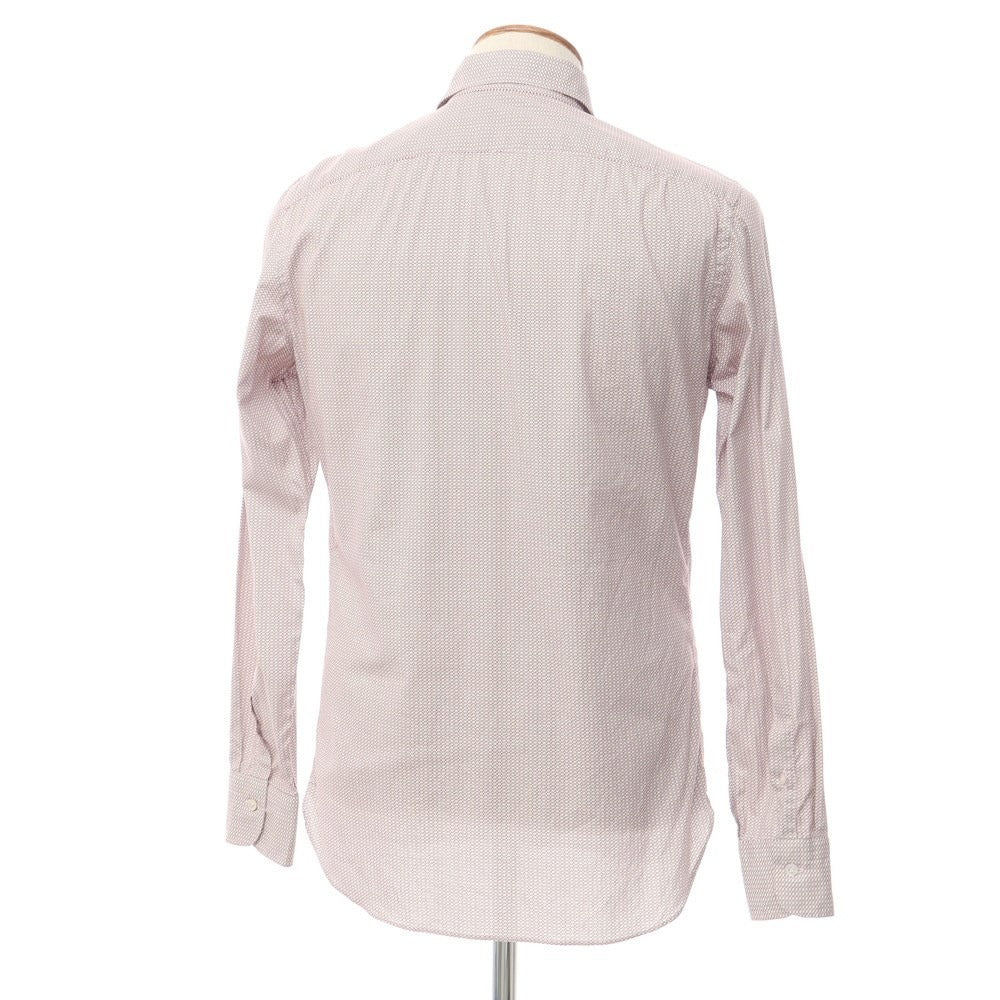 【中古】ボリエッロ BORRIELLO ストレッチコットン ワイドカラー カジュアルシャツ ホワイトxブラウンボルドー【サイズ39】【WHT】【S/S/A/W】【状態ランクB】【メンズ】【769377】