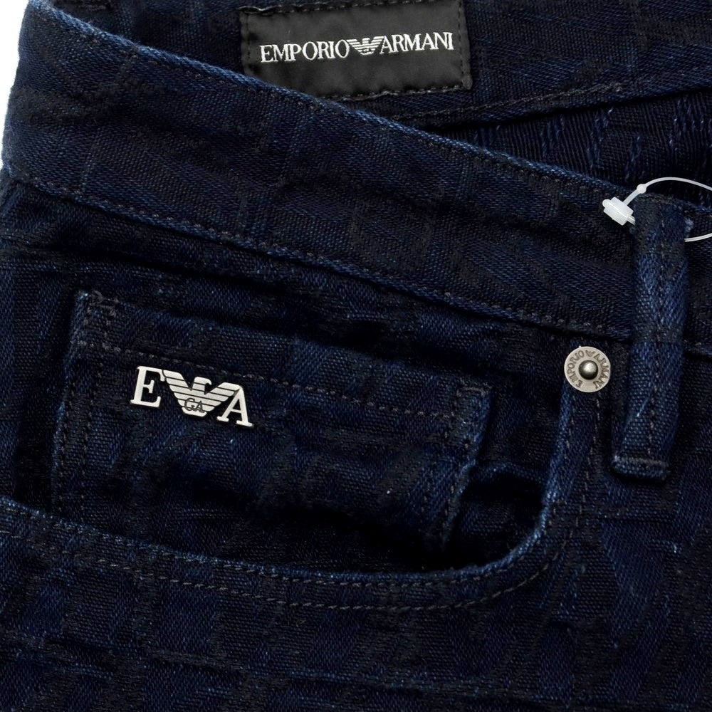 【中古】エンポリオ アルマーニ EMPORIO ARMANI ジャカードロゴ デニムパンツ ジーンズ ネイビー【サイズ32】【NVY】【S/S/A/W】【状態ランクB】【メンズ】【769280】