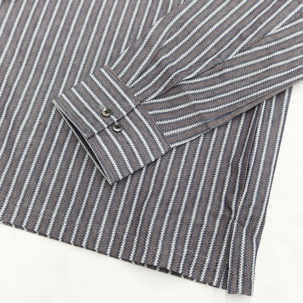 【中古】【未使用】アクアスキュータム Aquascutum コットン ストライプ 長袖ポロシャツ ブラウンxネイビー【サイズS】【BRW】【S/S/A/W】【状態ランクS】【メンズ】【769369】