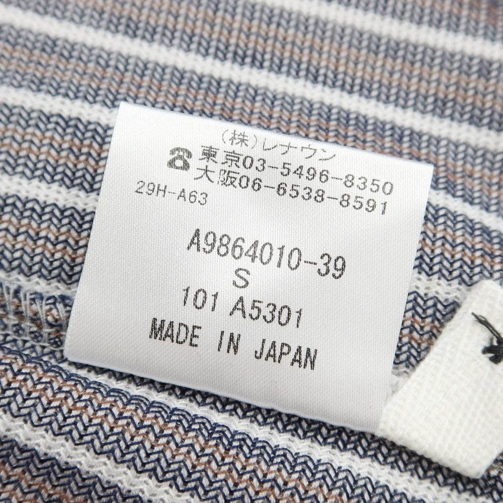 【中古】【未使用】アクアスキュータム Aquascutum コットン ストライプ 長袖ポロシャツ ブラウンxネイビー【サイズS】【BRW】【S/S/A/W】【状態ランクS】【メンズ】【769369】