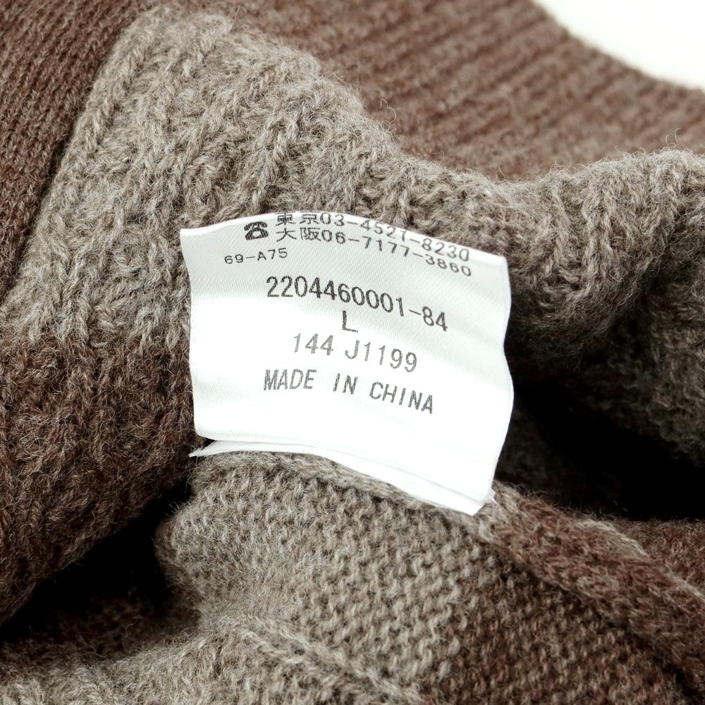 【中古】【未使用】アクアスキュータム Aquascutum ウール ケーブル編み スタンドカラーカーディガン ブラウンxウォームグレー【サイズL】【BRW】【A/W】【状態ランクS】【メンズ】【769078】