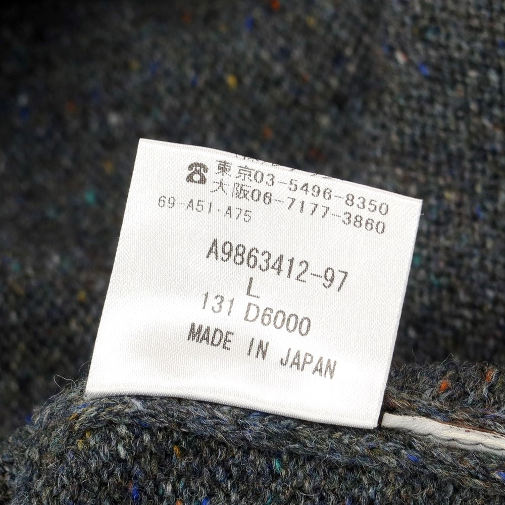 【中古】【未使用】アクアスキュータム Aquascutum ウール ニットカーディガン グレーxネイビー【サイズL】【GRY】【A/W】【状態ランクS】【メンズ】【769078】