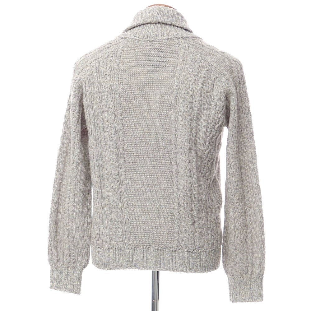 【中古】【未使用】アクアスキュータム Aquascutum ミドルゲージウール ケーブル編み ショールカラーカーディガン グレー系xブルー【サイズM】【GRY】【A/W】【状態ランクS】【メンズ】【769078】