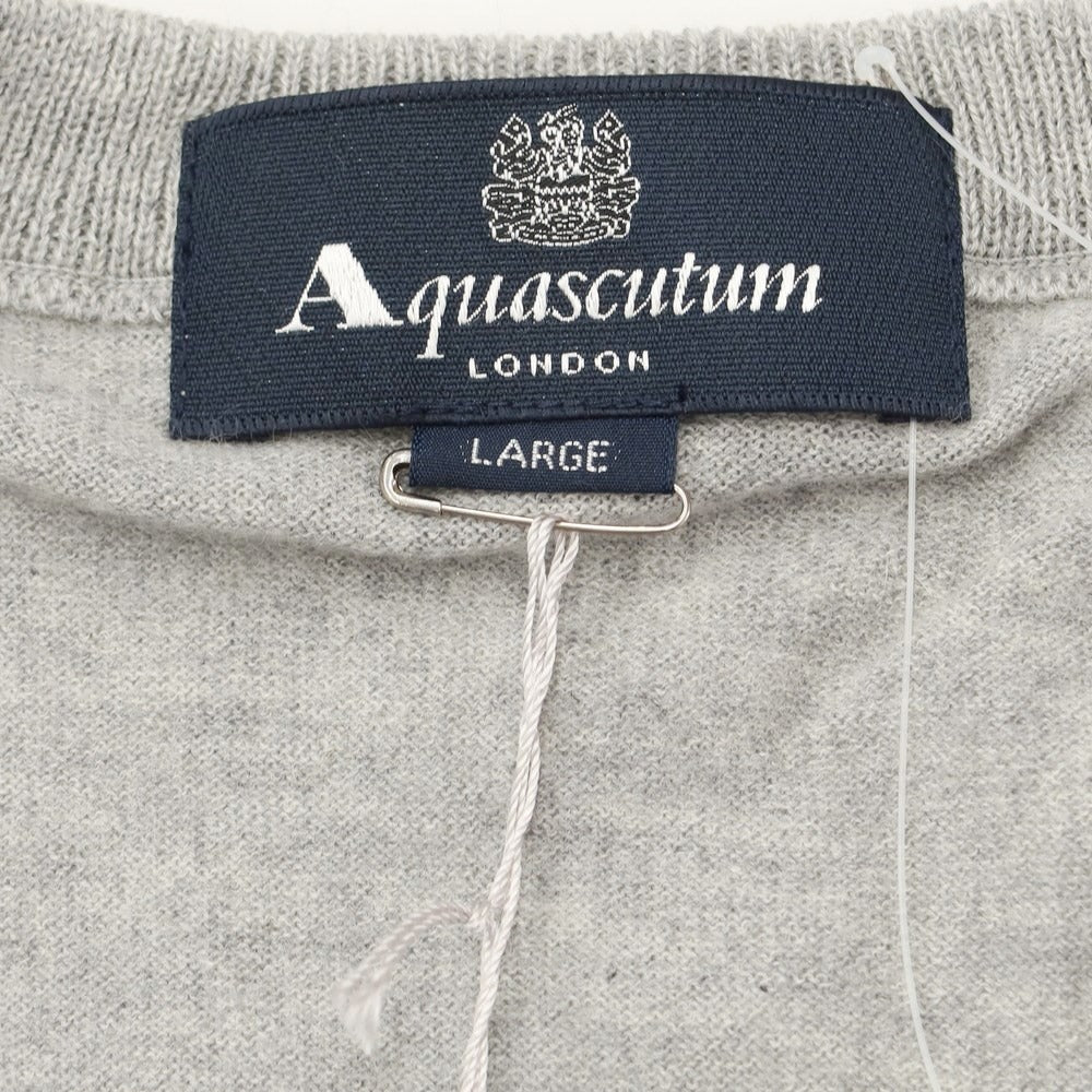 【中古】【未使用】アクアスキュータム Aquascutum ハイゲージコットンカシミヤ Vネックニット グレー【サイズL】【GRY】【A/W】【状態ランクS】【メンズ】【769077】