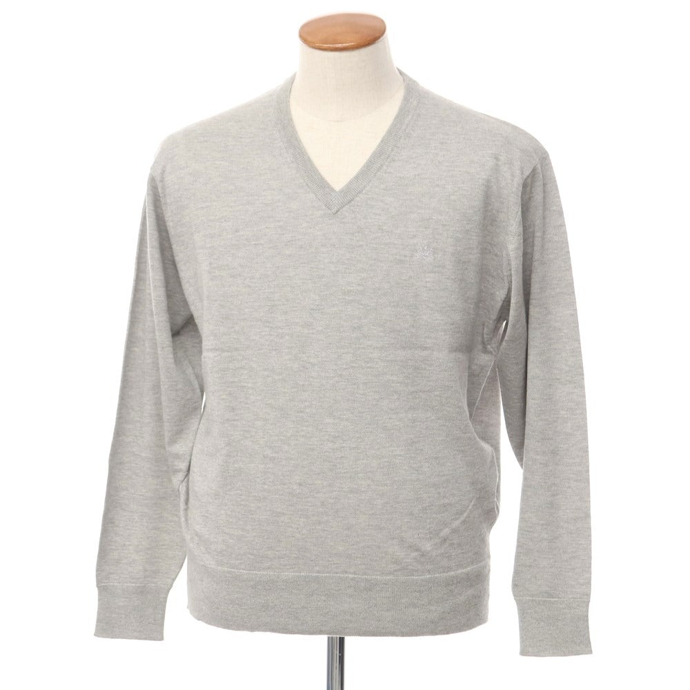 【中古】【未使用】アクアスキュータム Aquascutum ハイゲージコットンカシミヤ Vネックニット グレー【サイズL】【GRY】【A/W】【状態ランクS】【メンズ】【769078】