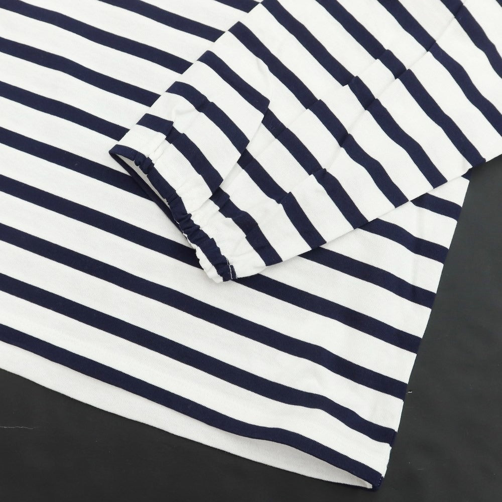 【中古】スリードッツ three dots ボーダー柄 7分丈 Tシャツ ホワイトxネイビー【サイズL】【WHT】【S/S】【状態ランクB】【メンズ】【769297】