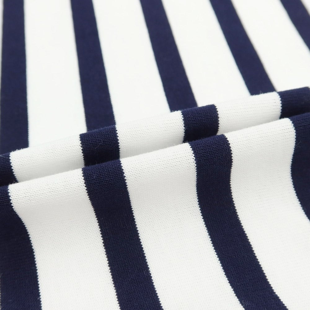 【中古】スリードッツ three dots ボーダー柄 7分丈 Tシャツ ホワイトxネイビー【サイズL】【WHT】【S/S】【状態ランクB】【メンズ】【769297】