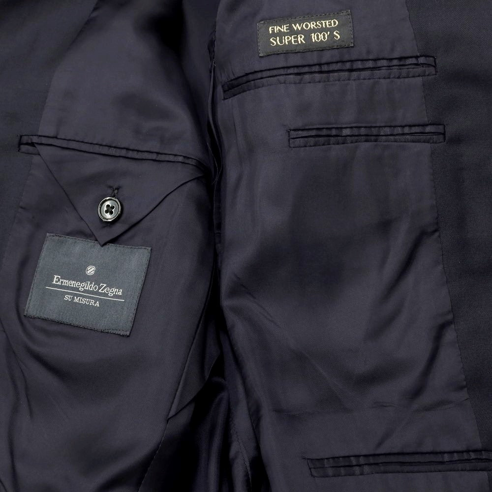 【中古】エルメネジルドゼニア Ermenegildo Zegna SU MISURA ウール 3つボタンスーツ ネイビー【サイズ46】【NVY】【A/W】【状態ランクD】【メンズ】【768891】