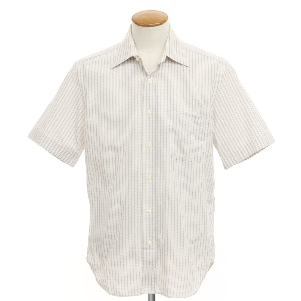 【中古】ダンヒル Dunhill コットン チェック 半袖シャツ ベージュxネイビー【サイズM】【BEI】【S/S】【状態ランクB】【メンズ