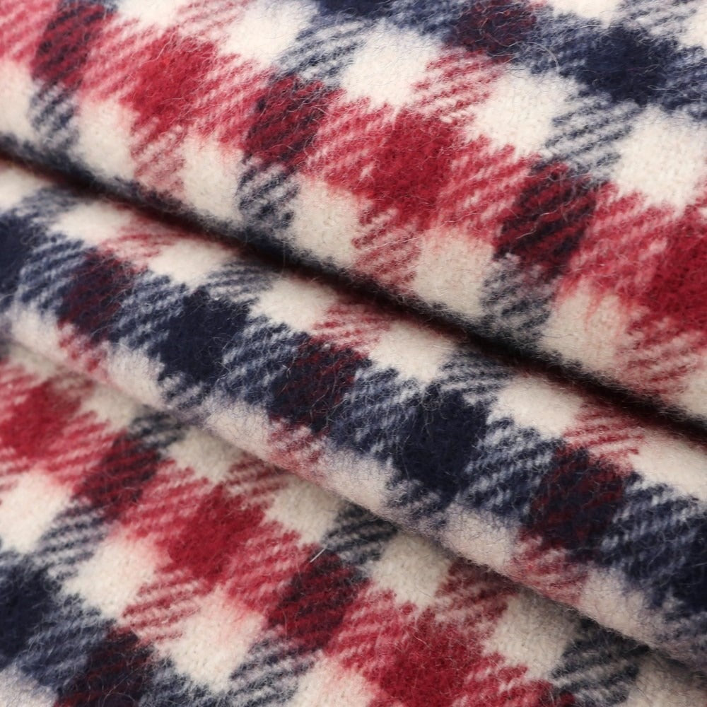 【中古】アクアスキュータム Aquascutum カシミヤ チェック フリンジマフラー ネイビーxレッド【NVY】【A/W】【状態ランクC】【メンズ】【769078】