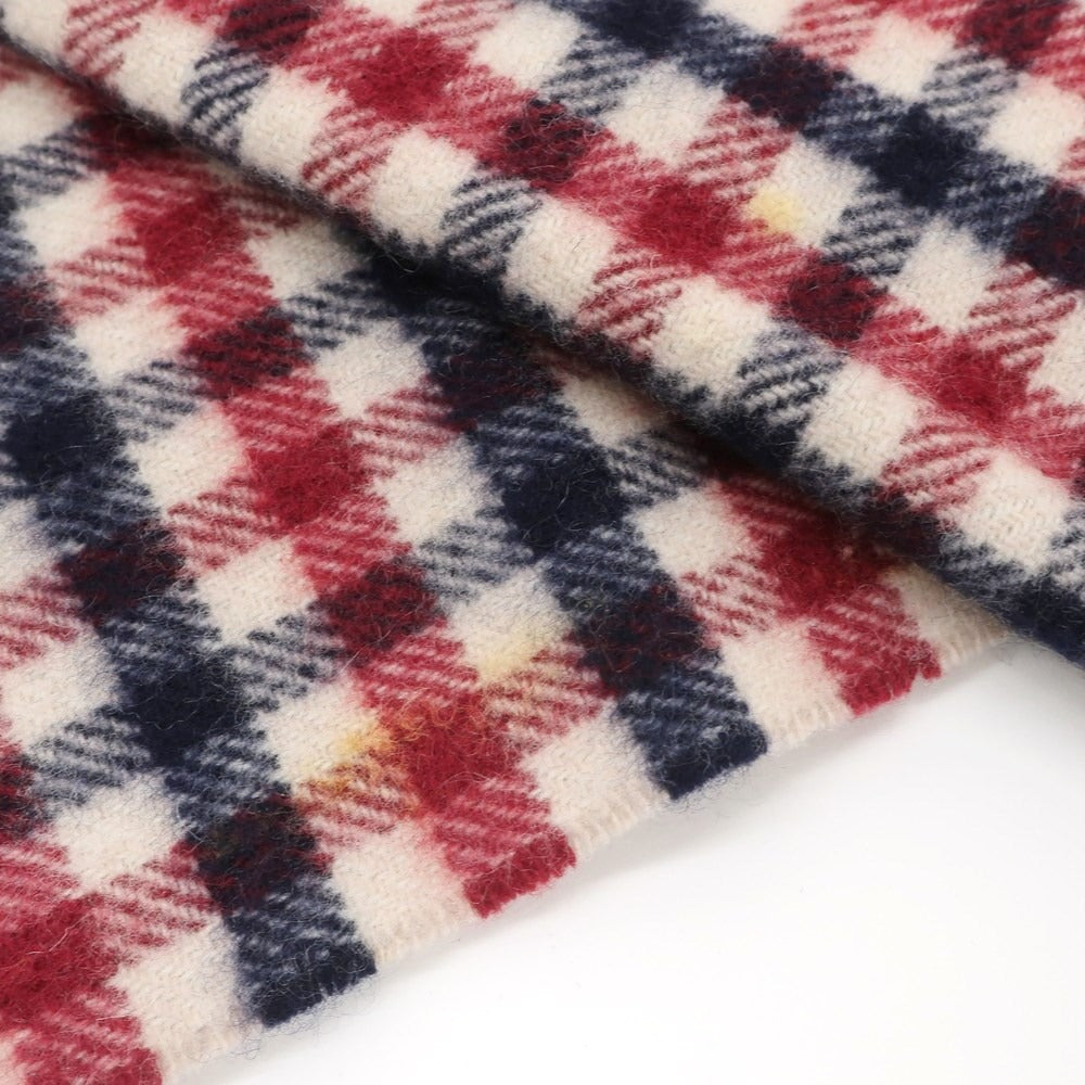 【中古】アクアスキュータム Aquascutum カシミヤ チェック フリンジマフラー ネイビーxレッド【NVY】【A/W】【状態ランクC】【メンズ】【769078】