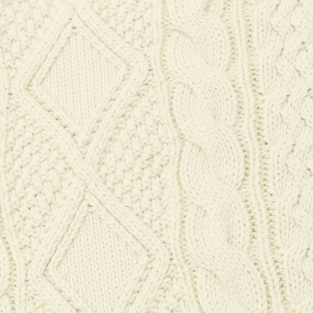 【中古】シュプリーム Supreme 2023年春夏 Kurt Cobain Sweater ケーブル編み ミドルゲージコットン プリント ニット オフホワイトxブルー系【サイズL】【WHT】【S/S】【状態ランクB】【メンズ】【769296】