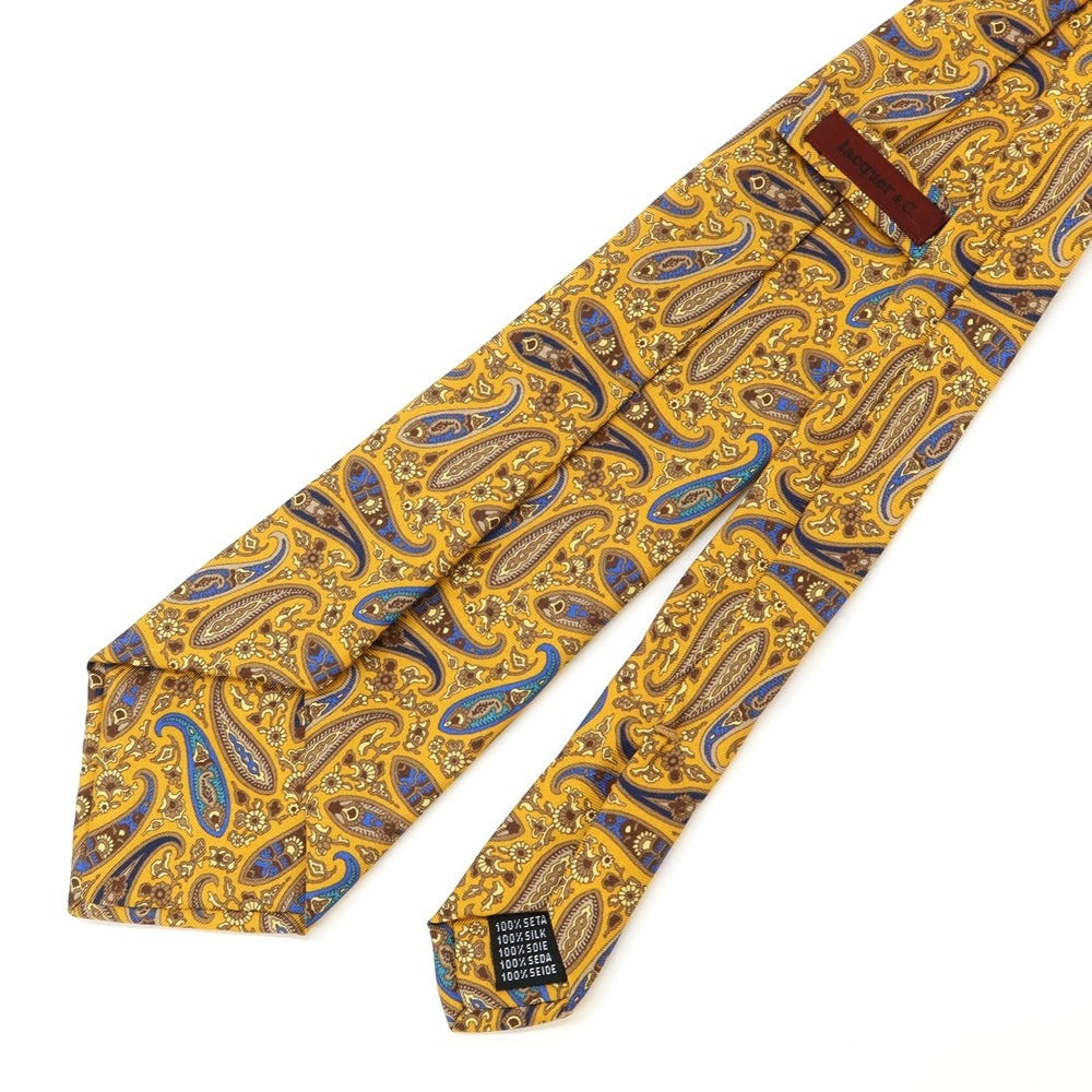 【中古】ラクアアンドシー lacquer&c ペイズリー プリント 3つ折り シルク ネクタイ イエロー【YEL】【S/S/A/W】【状態ランクB】【メンズ】【769177】