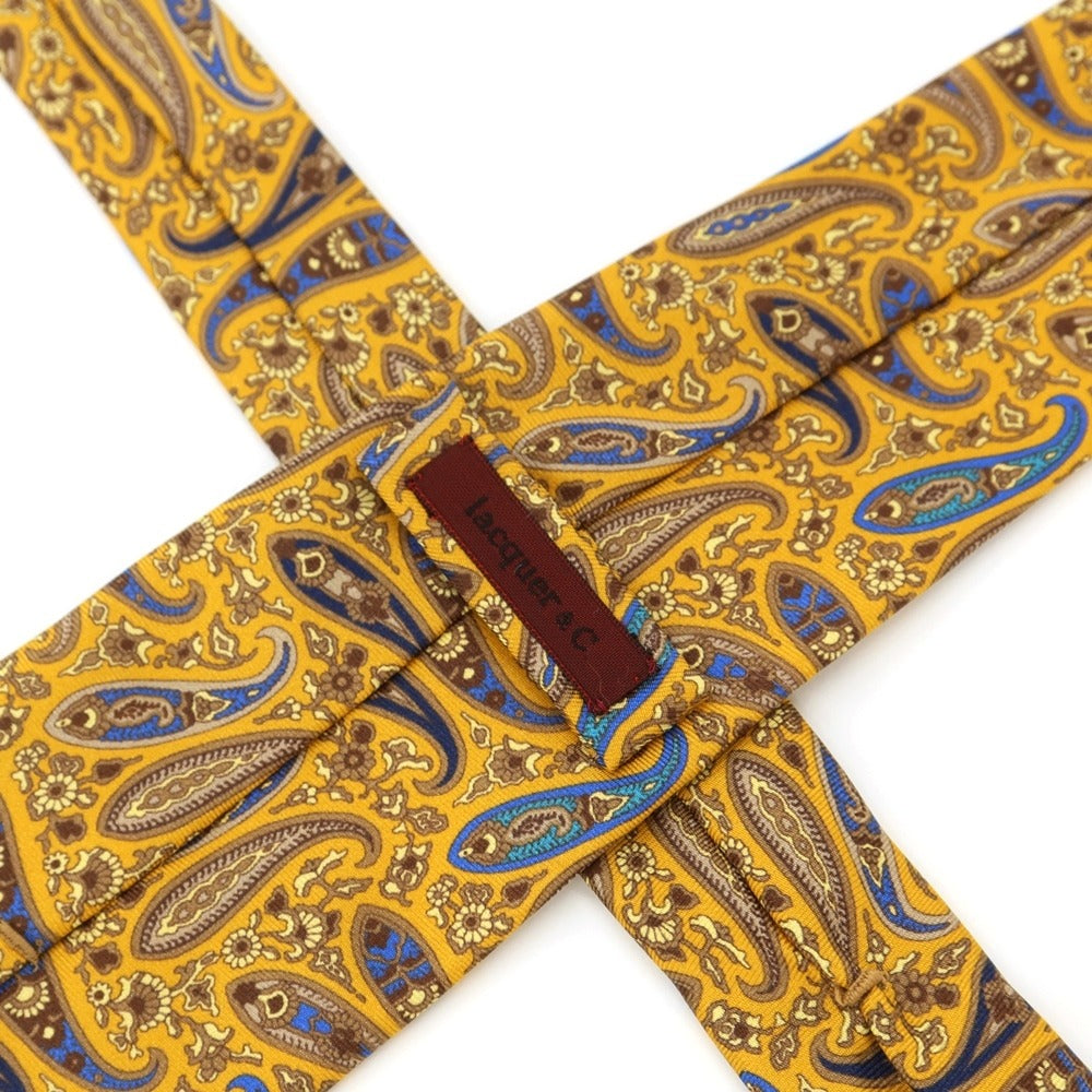 【中古】ラクアアンドシー lacquer&c ペイズリー プリント 3つ折り シルク ネクタイ イエロー【YEL】【S/S/A/W】【状態ランクB】【メンズ】【769177】