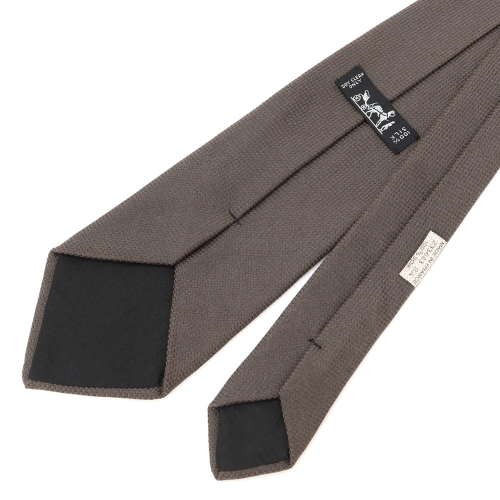 【中古】エルメス HERMES  3つ折り シルク ネクタイ グレー【GRY】【S/S/A/W】【状態ランクC】【メンズ】【769091】