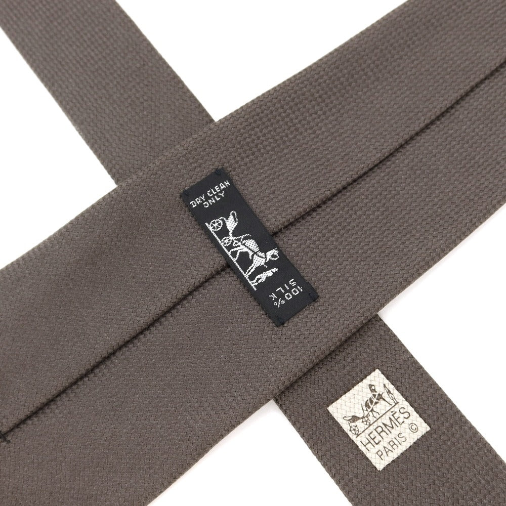 【中古】エルメス HERMES  3つ折り シルク ネクタイ グレー【GRY】【S/S/A/W】【状態ランクC】【メンズ】【769091】