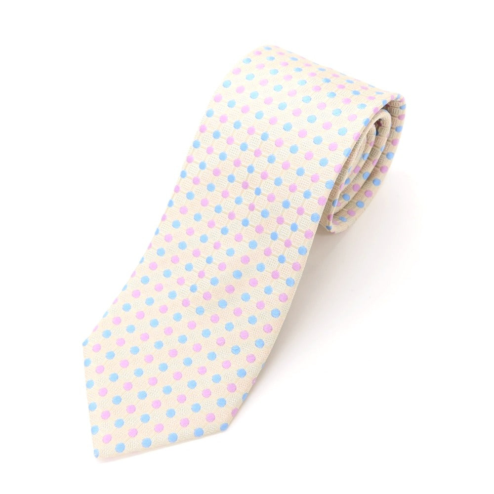 【中古】ドーメル DORMEUIL ドット 3つ折り シルク ネクタイ アイボリー【BEI】【S/S/A/W】【状態ランクB】【メンズ】【769091】