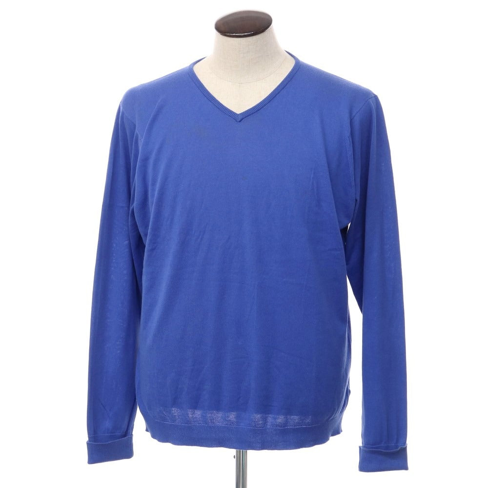 【中古】ジョンスメドレー JOHN SMEDLEY コットン Vネック プルオーバーニット ブルー系【サイズL】【BLU】【S/S】【状態ラ