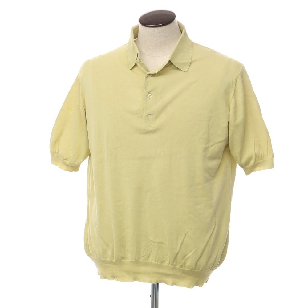 【中古】マーロ Malo コットン ハイゲージ ポロニット ペールイエローグリーン系【サイズ54】【GRN】【S/S】【状態ランクC】【メンズ】【769285】