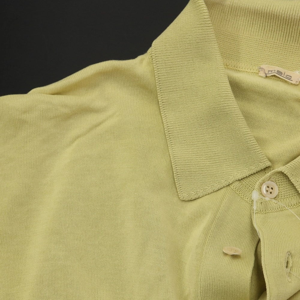 【中古】マーロ Malo コットン ハイゲージ ポロニット ペールイエローグリーン系【サイズ54】【GRN】【S/S】【状態ランクC】【メンズ】【769285】