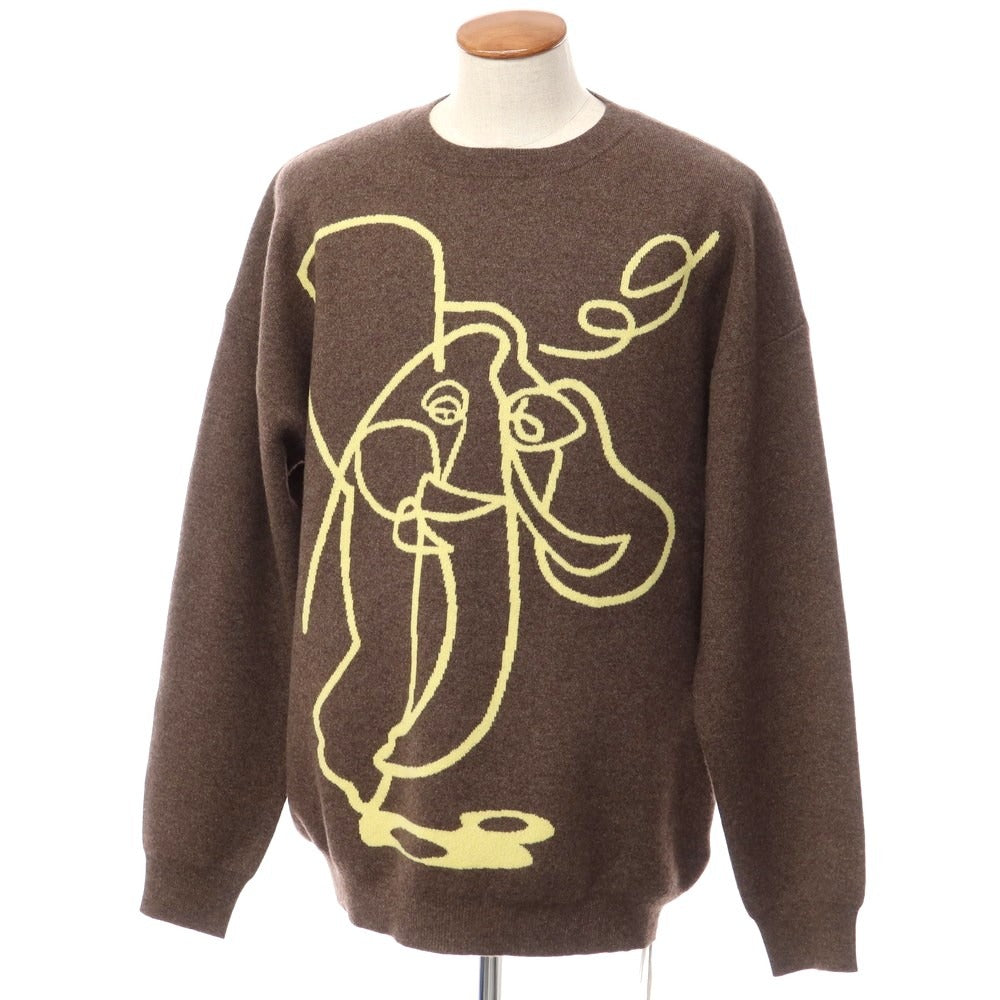 【中古】【未使用】コントローラ プラス CONTROLLA+ 2022年秋冬 カシミヤ クルーネック プルオーバーニット ブラウンxイエロー【サイズF】【BRW】【A/W】【状態ランクS】【メンズ】【769076】