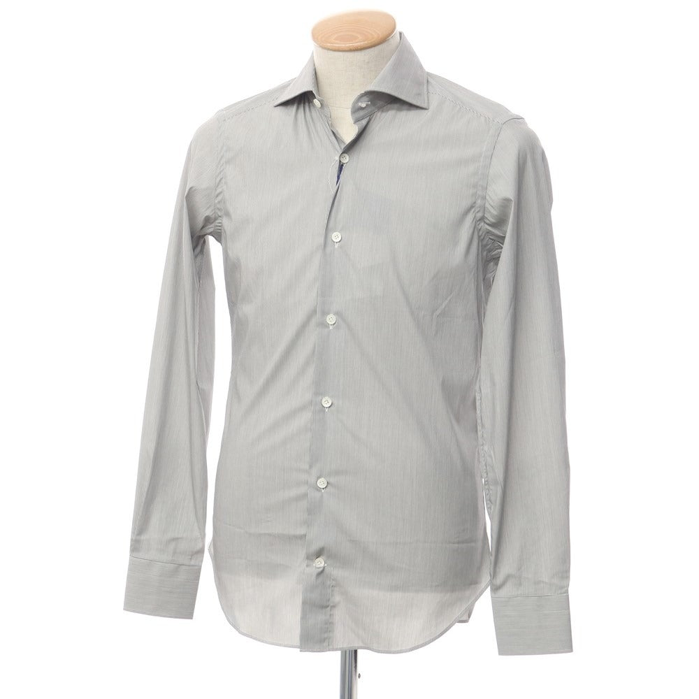 【新品】ジャンネット giannetto ストレッチコットンナイロン ストライプ ドレスシャツ ホワイトxブラック【サイズ36】【GRY】【S/S/A/W】【状態ランクN】【メンズ】【769272】