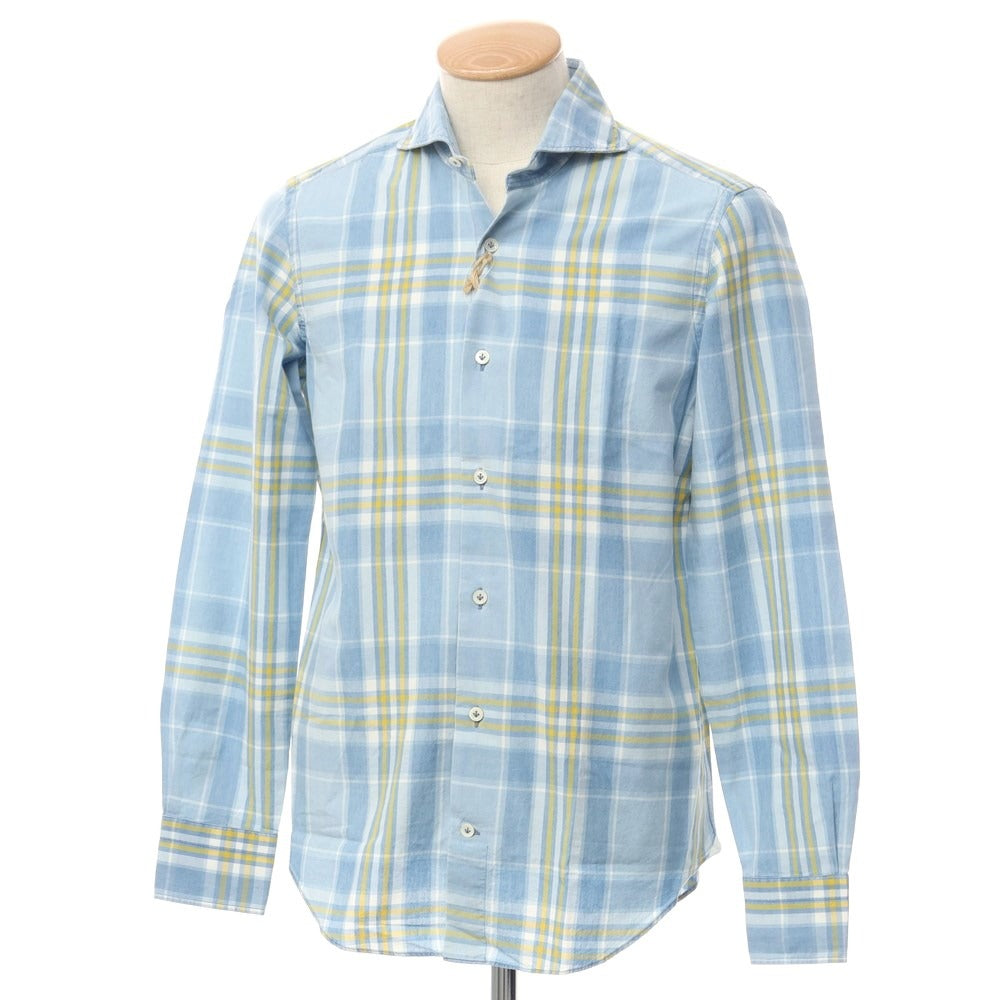 【新品】ジャンネット giannetto WASH DIVISION コットン チェック シャツ ライトブルーxイエロー【サイズ38】【BLU】【S/S/A/W】【状態ランクN】【メンズ】【769272】