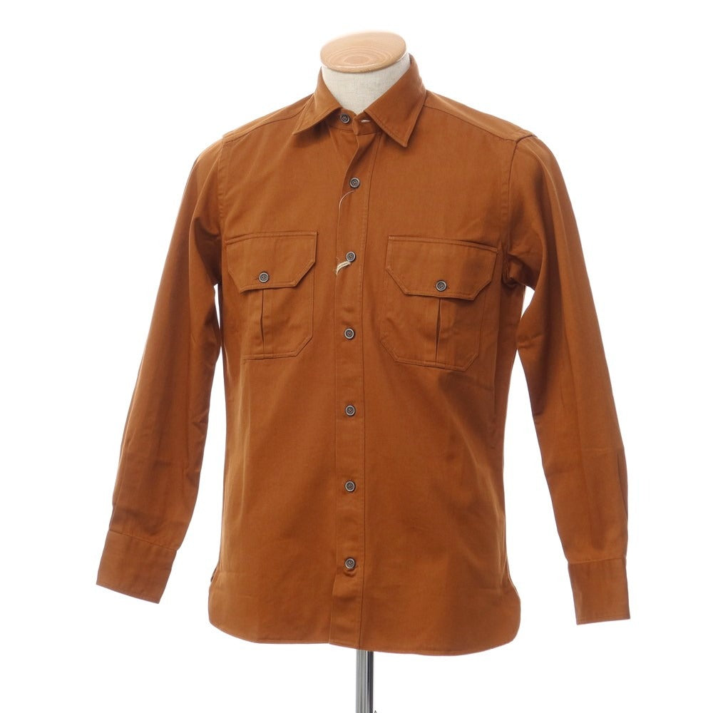 【新品】ジャンネット giannetto WASH DIVISION ツイルコットン ワークシャツ オレンジブラウン【サイズXS】【BRW】