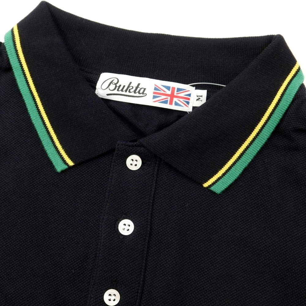 【中古】バクタ Bukta 鹿の子コットン 半袖ポロシャツ ブラックxグリーン【サイズM】【BLK】【S/S】【状態ランクA】【メンズ】【769184】