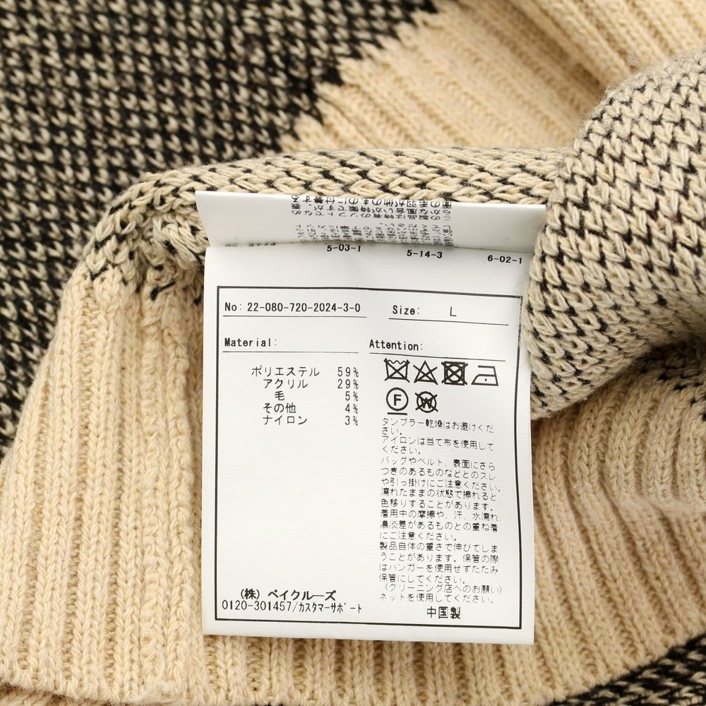 【中古】インヘリット INHERIT ポリエステルアクリル クルーネック プルオーバーニット ブラックxベージュ【サイズL】【BLK】【A/W】【状態ランクB】【メンズ】【768990】