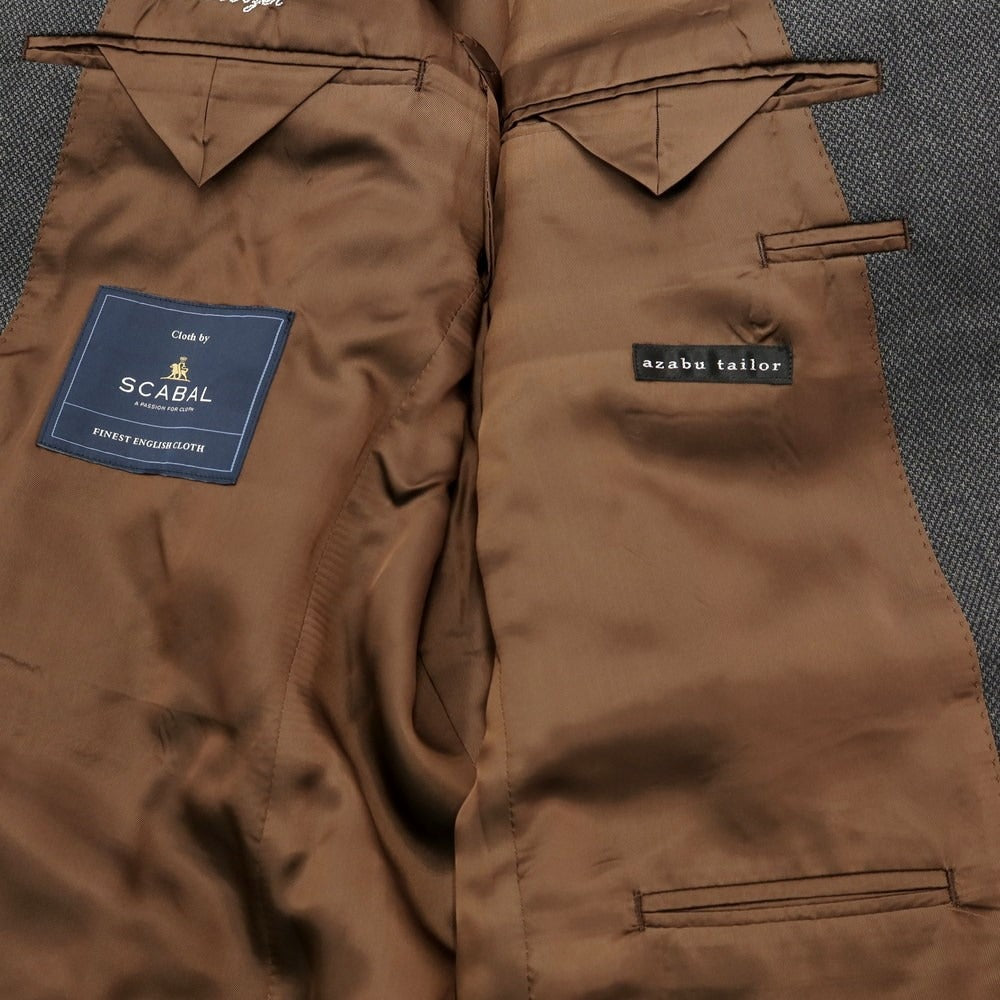【中古】アザブテーラー azabu tailor ウール ハウンドトゥース柄 スリーピース 3つボタンスーツ ダークグレー【サイズ50/52/88】【GRY】【A/W】【状態ランクB】【メンズ】【768870】