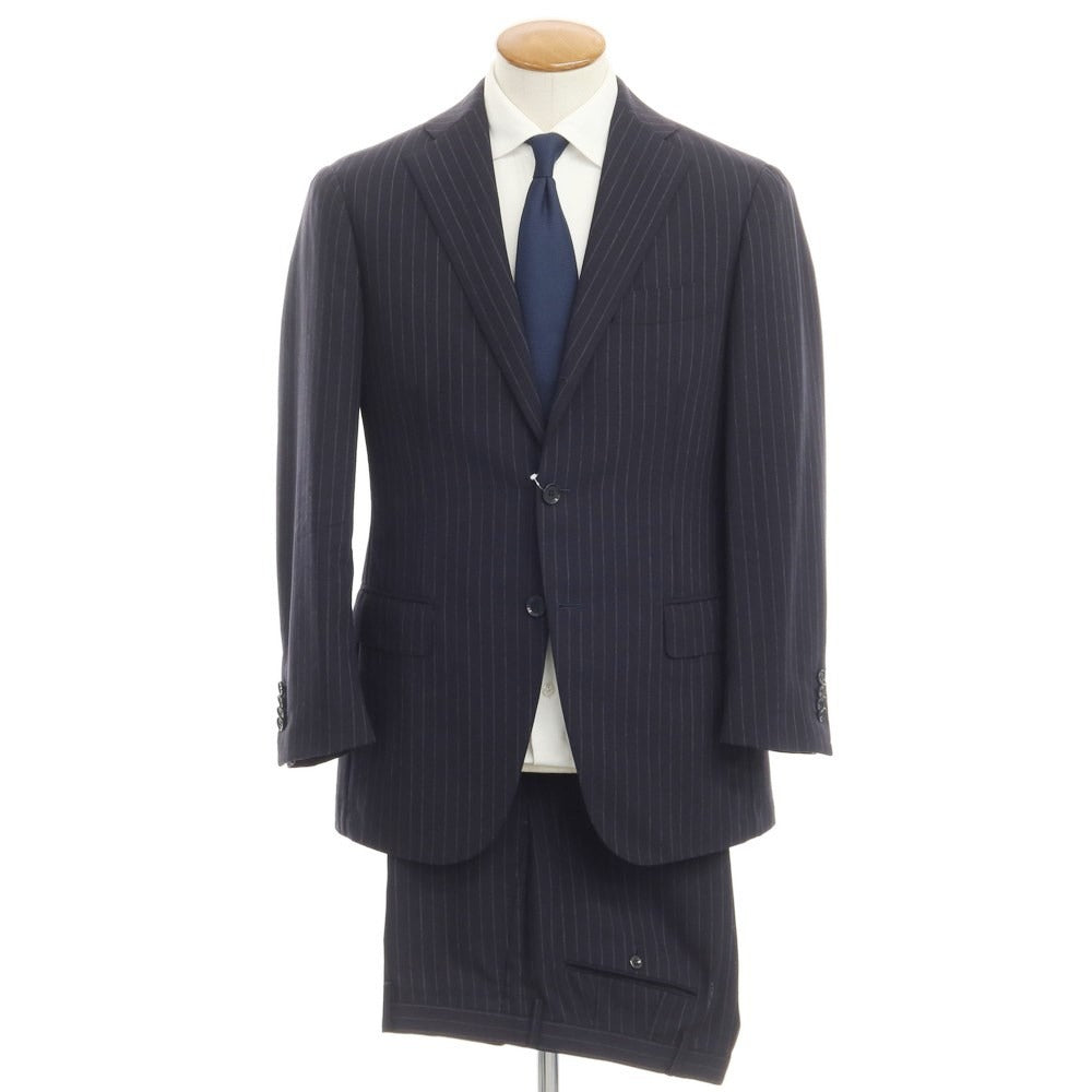 【中古】サルトリア リング Sartoria Ring ウールモヘヤシルク 3B セットアップ スーツ ネイビーxグレー【サイズ46】【NV