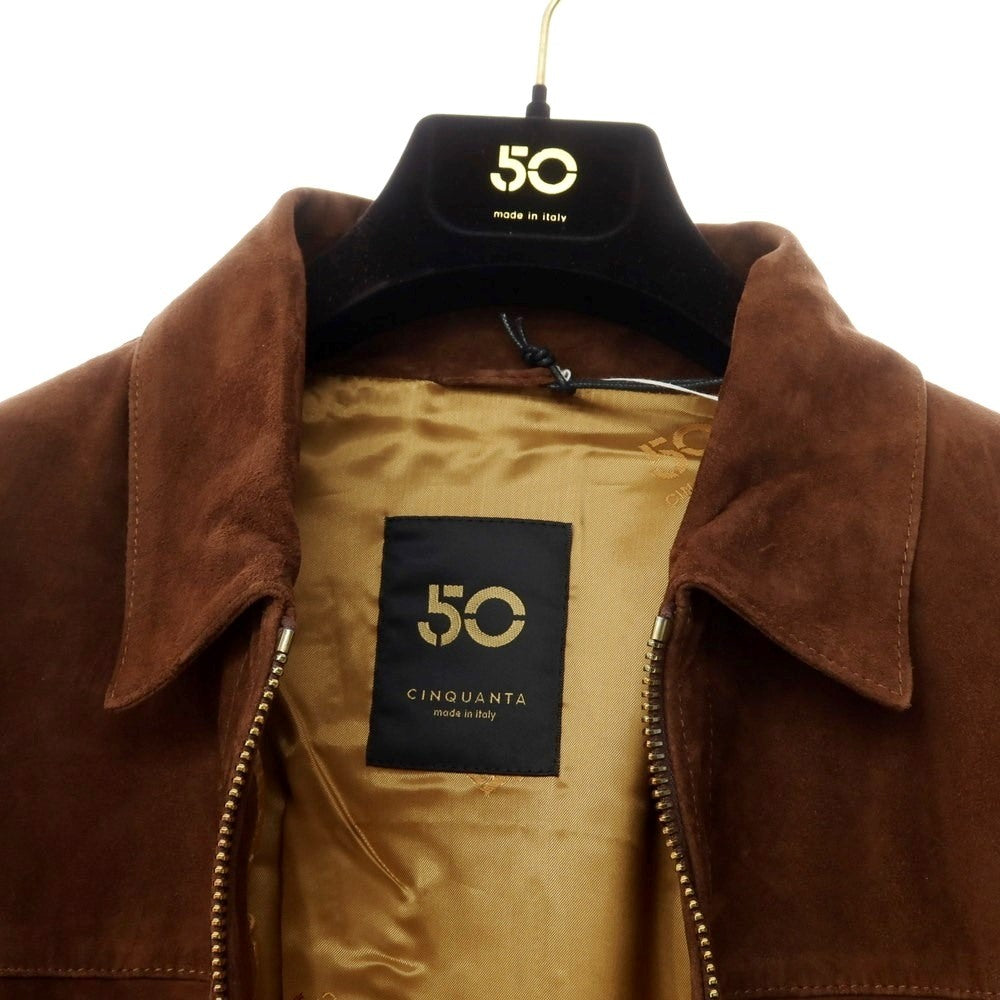 【中古】チンクアンタ Cinquanta ゴートレザー ジップアップブルゾン ブラウン【サイズ48】【BRW】【A/W】【状態ランクA】【メンズ】【768890】